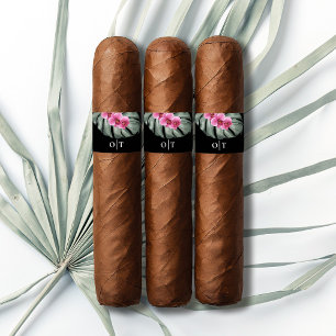 Orchidées Rose Chaud Étiquette de Cigare de Mariag