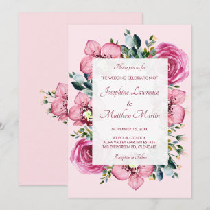 Orchidées roses et invitations de mariage Roses