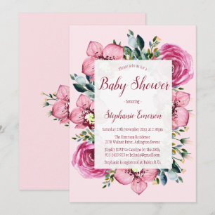 Orchidées roses et Roses Invitations de douche pou