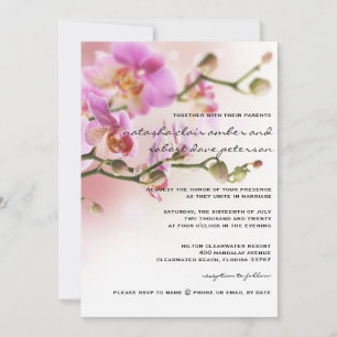 Orchidées roses romantiques Faire-part de mariage 