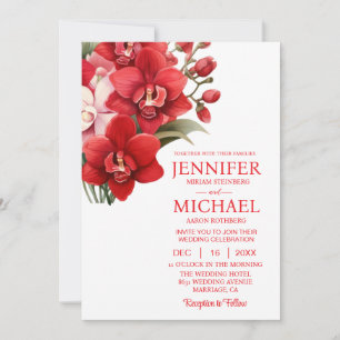 Orchidées rouges Invitations de mariage d'été d'hi