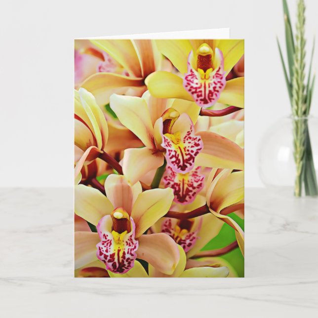 Orchidées tropicales Écriture Carte Psaume 34:15 (Devant)