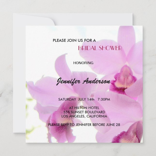 Orchidées Wedding shower-nuptiale ou Invitations d (Devant)