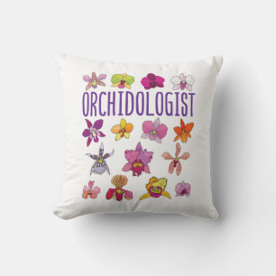 Orchidologist Orchid Lover Orchids Flower Garden Throw Pillow