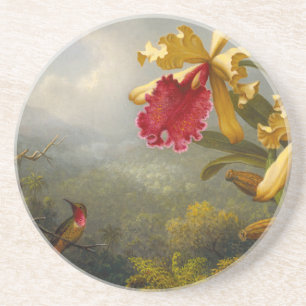 Orchids and Hummingbird Heade Coaster
