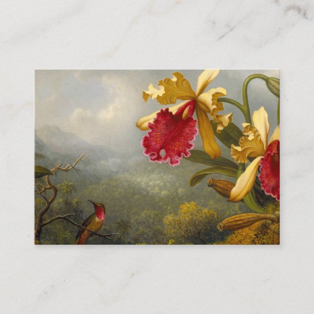 Orchids and Hummingbird Heade Enclosure Card (Front)