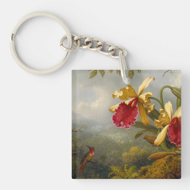 Orchids and Hummingbird Heade Keychain (Front)