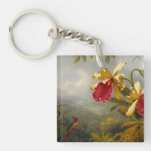 Orchids and Hummingbird Heade Keychain