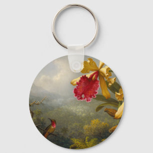 Orchids and Hummingbird Heade Keychain