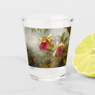 Orchids and Hummingbird Heade Shot Glass