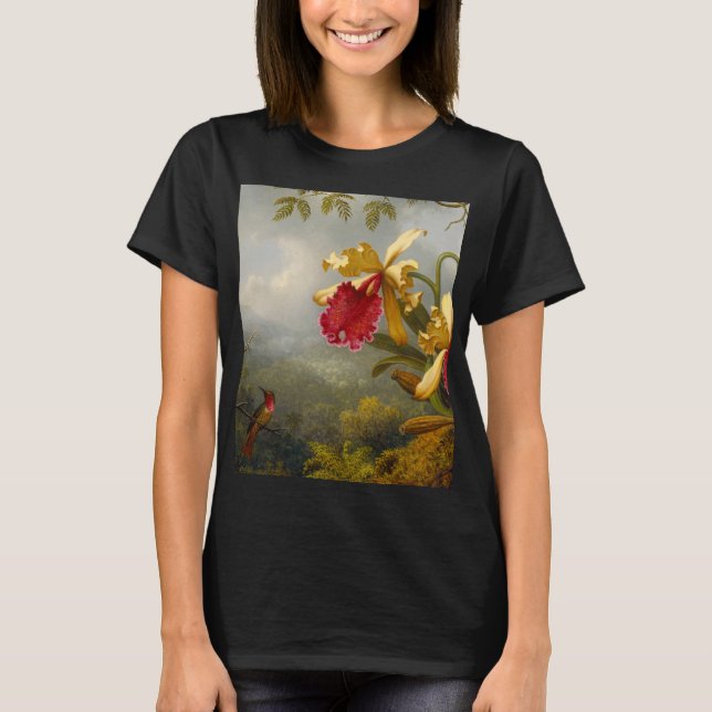 Orchids and Hummingbird Heade T-Shirt (Front)