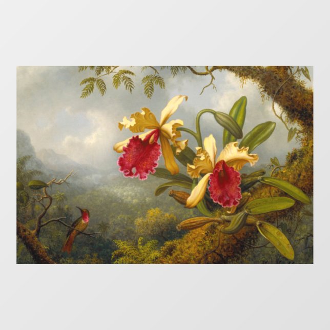 Orchids and Hummingbird Heade Window Cling (Sheet)