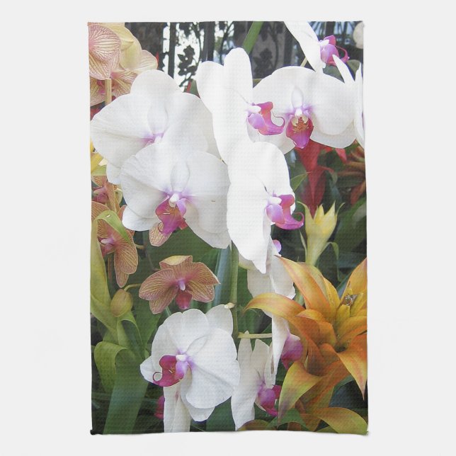 Orchids and Iron Kitchen Towel (Vertical)