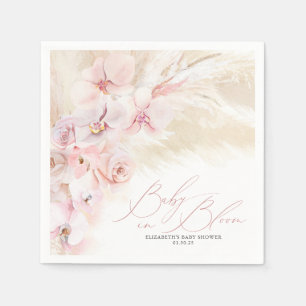 Orchids and Pampas Grass Elegant Baby in Bloom Napkin