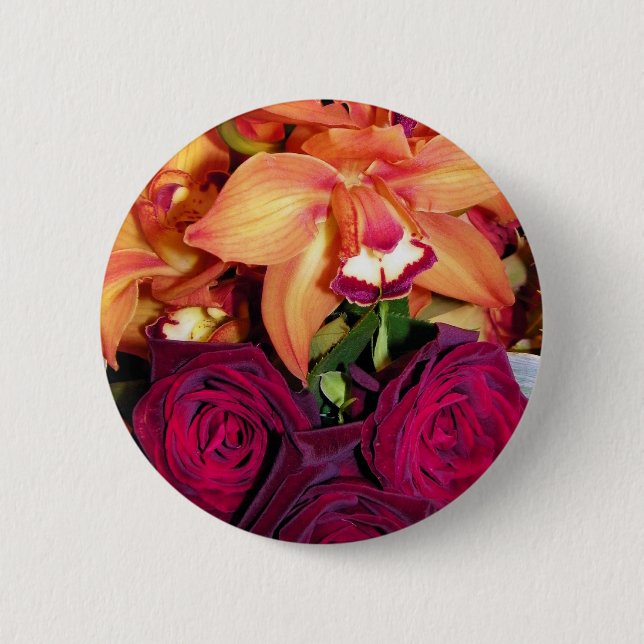 Orchids and Roses_ 2 Inch Round Button (Front)