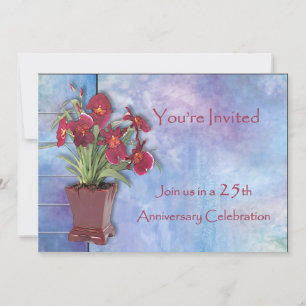 Orchids and Watercolor 25th Anniversary Invitation