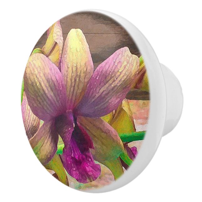 Orchids Blooming Ceramic Knob (Right)