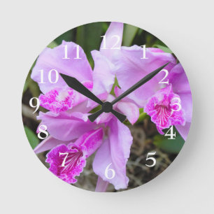 Orchids Blossom Round Clock