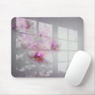 Orchids Blossoms on Window Shadow Mouse Pad