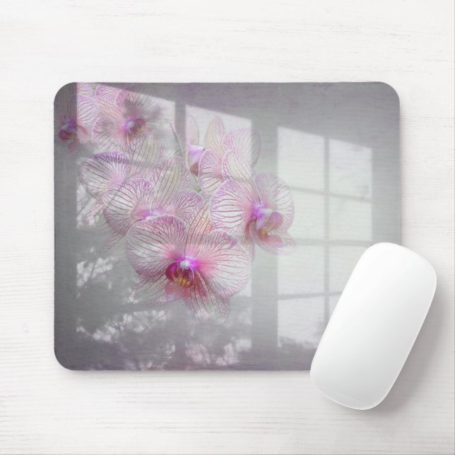 Orchids Blossoms on Window Shadow Mouse Pad (With Mouse)