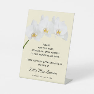 Orchids Celebration of Life Guest Book Pedestal Sign