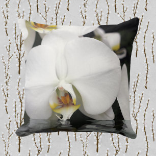 Orchids Emerging from Water Square Throw Pillow