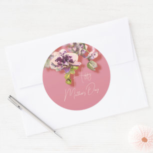 Orchids Floral Happy Mother’s Day    Classic Round Sticker