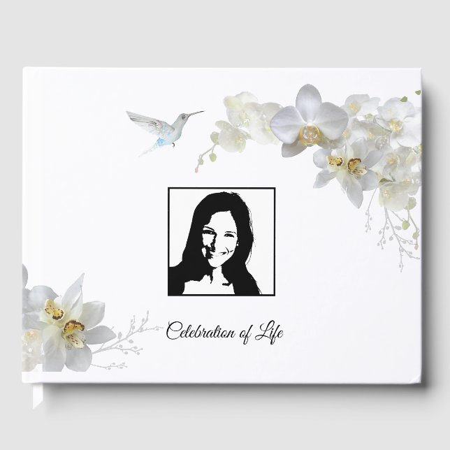 Orchids & Hummingbirds Memorial/Wedding Guest Book (Front)