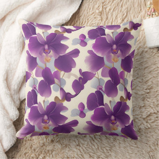 Orchids in Plum shade Throw Pillow