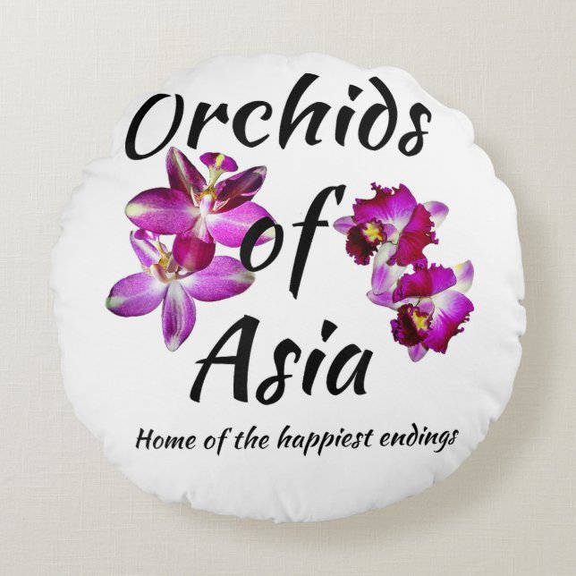 Orchids of Asia Round Pillow (Front)