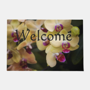 Orchids of pink and yellow doormat