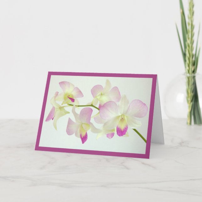 Orchids On White, Happy Birthday! Card (Front)