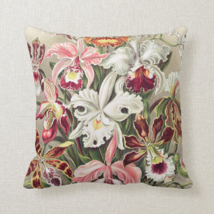 Orchids, Orchideae Denusblumen by Ernst Haeckel Throw Pillow