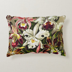 Orchids, Orchideae Denusblumen Ernst Haeckel  Accent Pillow