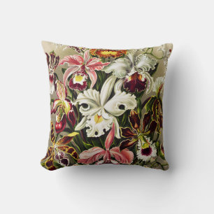 Orchids, Orchideae Denusblumen Ernst Haeckel  Throw Pillow