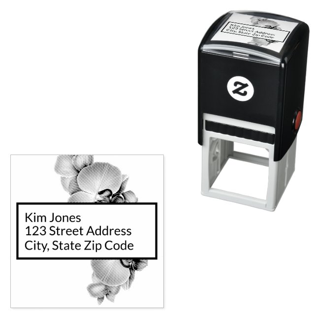 Orchids Return Address Self Inking Rubber Stamp (In Situ)