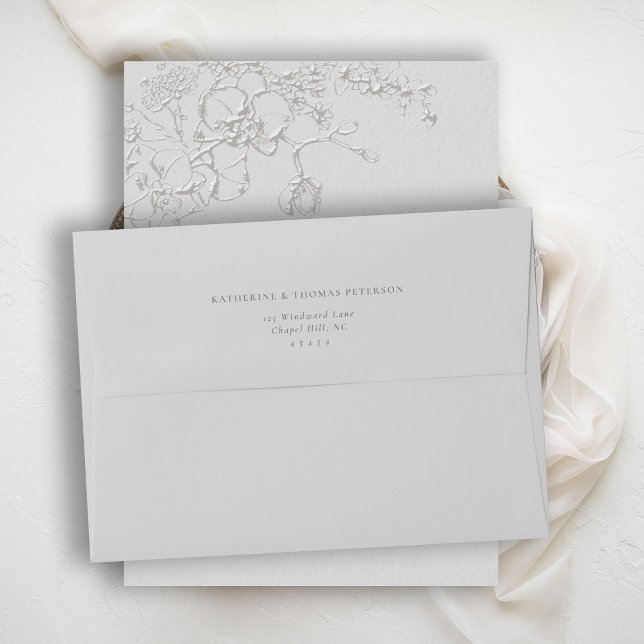 Orchids Reverie Ivory Formal Traditional Wedding Envelope (orchid wedding envelope art sketch romantic modern classic formal elegant ivory)