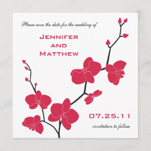 Orchids Save the Date - Red and Black