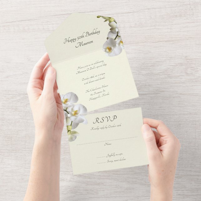 Orchids Special Birthday Party All In One Invitation (Tearaway)