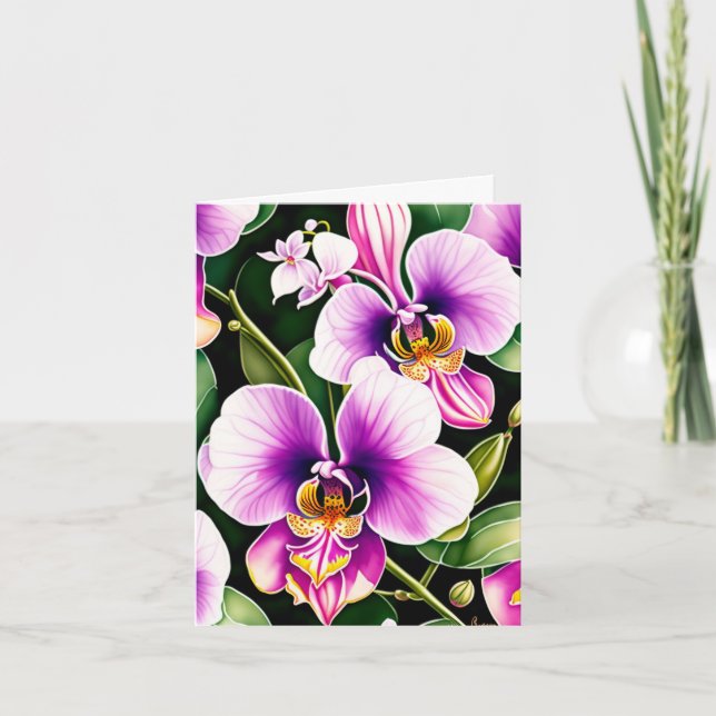 Orchids Thank You Note Card (Front)