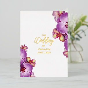 Orchids Wedding Gold Foil Invitation