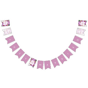 Orchids Wedding Just Married bunting banner