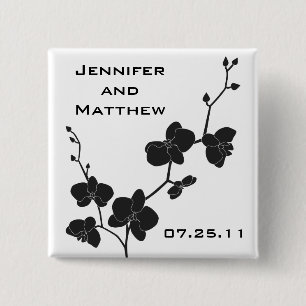 Orchids Wedding Pin - Black and White