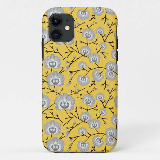 orchids yellow pattern Case-Mate iPhone case (Back)