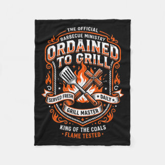 Ordained To Grill Barbecue Ministry Christian Dad Fleece Blanket