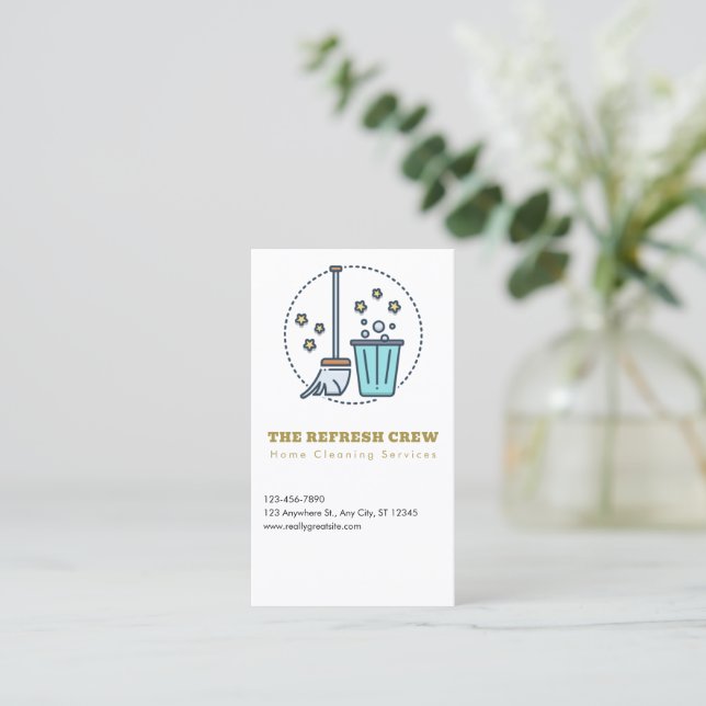 Order Cleaning Services Business Cards Editable (Standing Front)