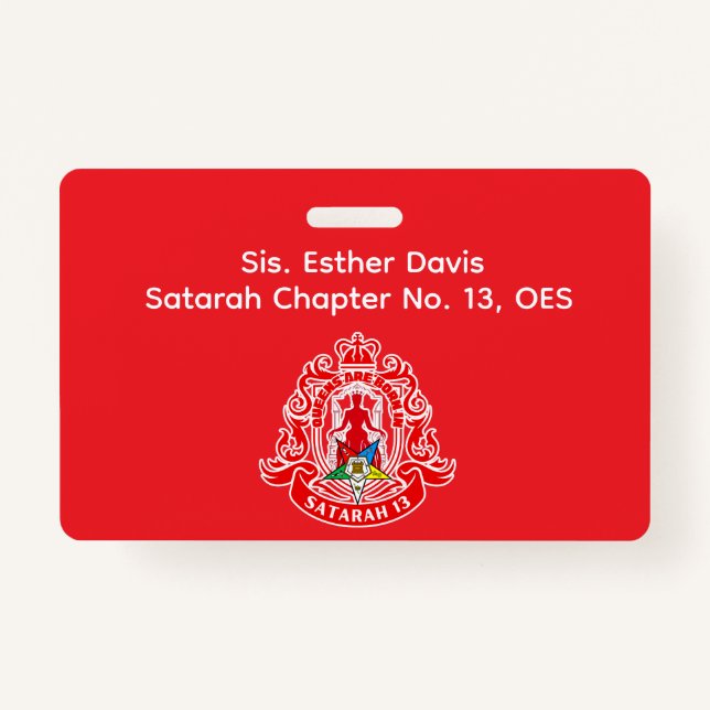 Order of Eastern Star (OES) Name Badge (Devant)