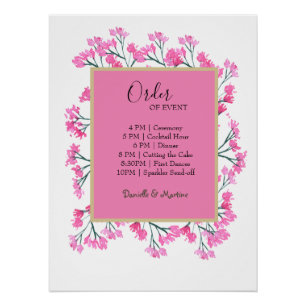 Order of Events Wedding Periwinkle Blue Wildflower Poster
