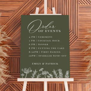 Order of Events Wedding Periwinkle Blue Wildflower Poster