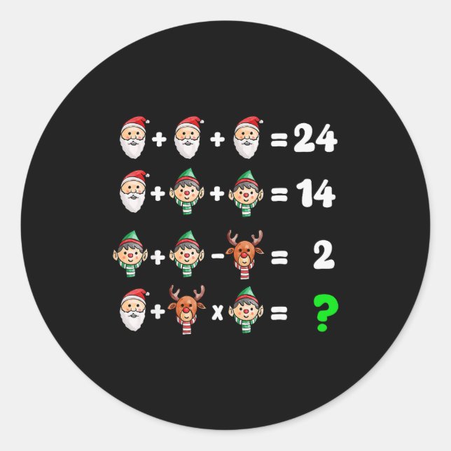 Order Of Operations Quiz Christmas Math Teacher Xm Classic Round Sticker (Front)
